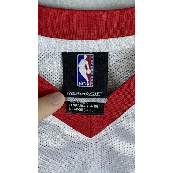 Houston Rockets Jersey Boys Large White Red NBA Basketball Reebok McGrady 1 - Picture 5 of 11